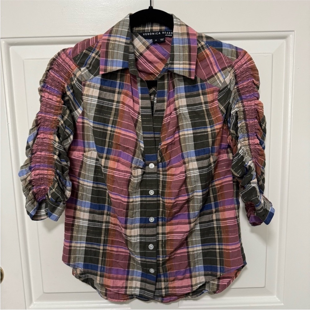 Veronica Beard Multicolor Plaid Button-Down Shirt - image 2